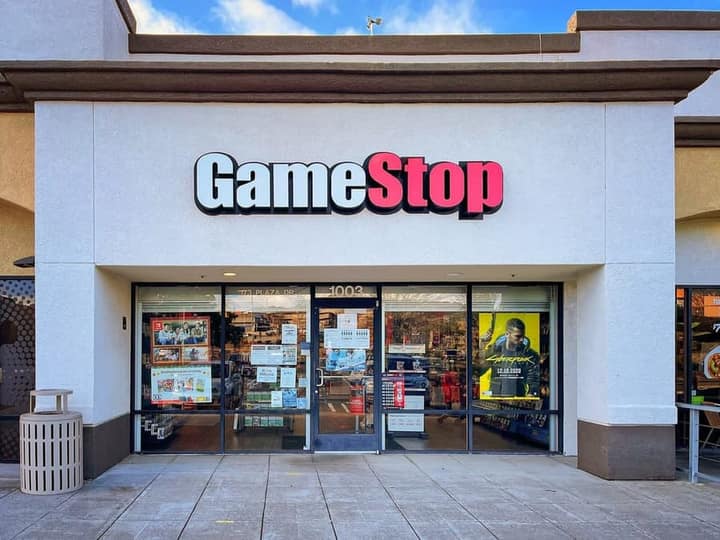 Photograph of the front of a GameStop store in Vallejo, California, taken on February 3, 2021.